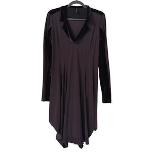 HIGH Everyday Couture Dress Sz 8 Plum Italy Velvet Trim MOD Victorian Lagenlook‎